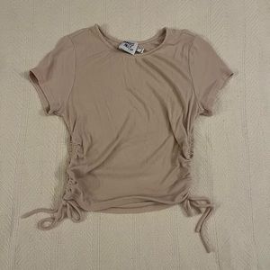 Princess Polly Beige Short Sleeve (ties on side)